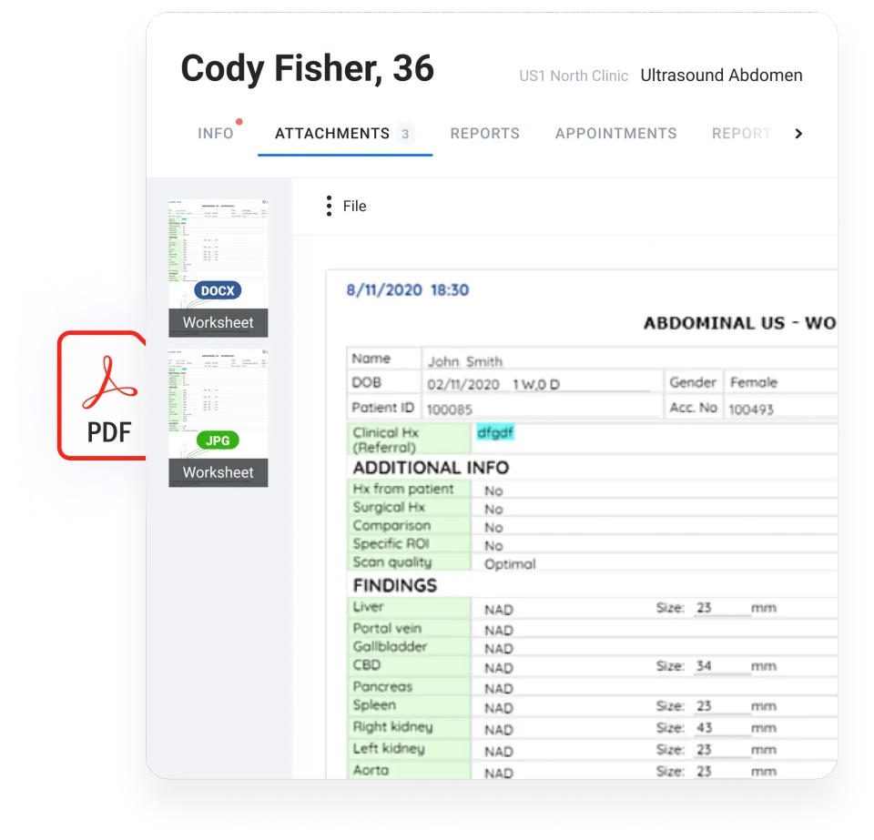 Appointment attachments and clinical documents