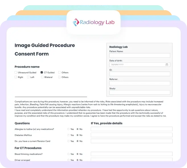 Purple patient registration form preview